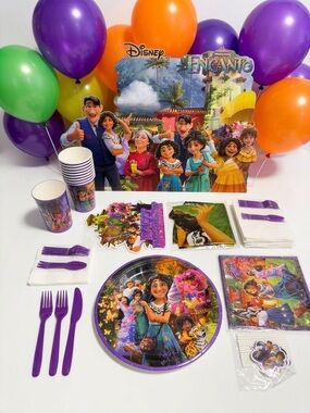 Encanto Birthday Party Supplies Set – 10 Guests – Plates Cups Decor Balloons